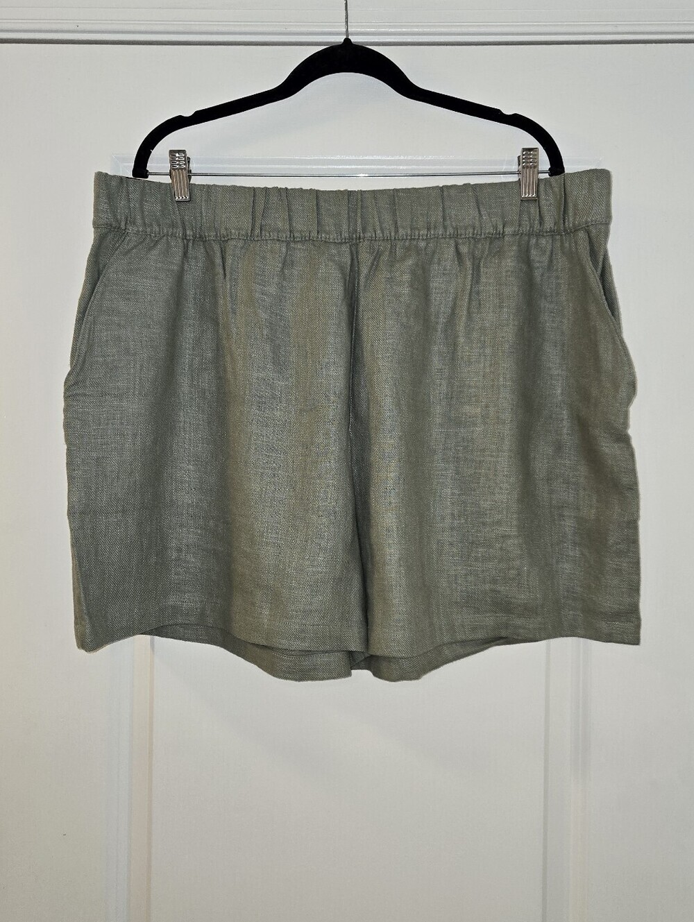 Blank NYC Linen-Blend Pull On Shorts 5" Inseam Drawstring Closure Size XXL Green